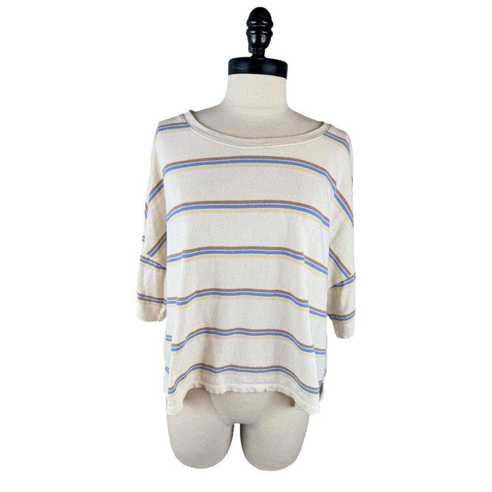 Lucky Brand Cream and Blue Striped Shirt